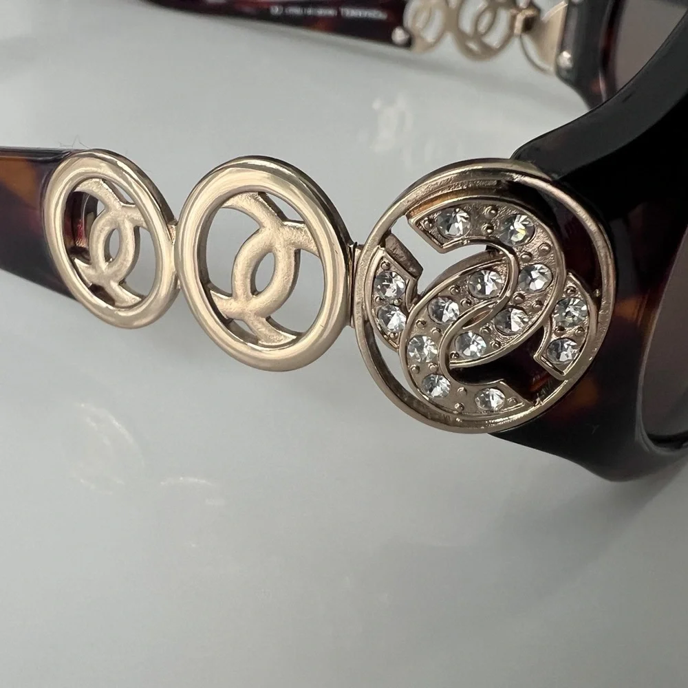 Chanel sunglasses triple CC CH5006 tortoise shell finish dark Havana vintage - Picture 6 of 16